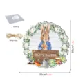 Oster Holz-Hängeschild mit Peter Hase Kranz Design, perfekt für Tür- und Veranda-Dekoration. - MZ662 - Groß