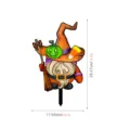 Estaca de jardín de gnomo de Halloween con sombrero de calabaza y escoba, decoración. - TYU203B: impresión a doble cara