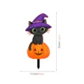 Halloween gato negro sombrero bruja calabaza estaca de jardín decoración exterior 30cm. - TYU208A: Impresión a doble cara