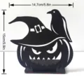 Halloween wooden pumpkin witch hat crow desktop decoration for indoor holiday party - MZ811 / Without Light (KT Board Packaging)