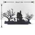 Halloween wooden decoration haunted house silhouette tabletop sign spooky party props ornament - Without Light (KT Board Packaging) / MZ824