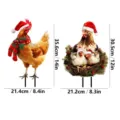Christmas metal chicken garden stakes outdoor yard decor waterproof festive lawn ornament - JSTY318-Style A & B Set