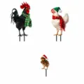 Tabella delle taglie del paletto da giardino gallo di natale con dimensioni di altezza. - JSTY313-set stile A, B e C