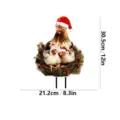 Detailed view of the Christmas chicken metal garden stake with cute chicks wearing santa hats. - JSTY318-Style B