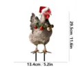 Metal Christmas chicken garden stake, outdoor yard lawn iron art holiday decoration piece - JSTY315-Style A