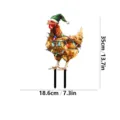Picchetto da giardino gallo di Natale in metallo con cappello e luci esterne 35cm - JSTY314