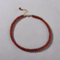 Exquisites Detail der roten Achat Perlenkette, retro eleganter Choker für Damen, Schmuck. - Halskette / 8mm Perle