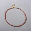 Rote Achat Perlenkette für Damen, handgemachte Retro Choker Halskette mit goldenem Verschluss. - Halskette / 4mm Runde Perle