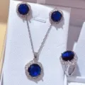 Set di gioielli da donna in tre pezzi con pietre preziose scintillanti stile moda - Set di 3 pezzi / Blu