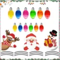 Christmas magnetic reflective car stickers set featuring cute snowman, reindeer, and colorful lights. - 12 Bulbs + 12 Wires