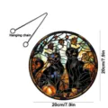 Targa sospesa in acrilico gatto nero di Halloween con catena autunno dettaglio 20cm - Con catena in ferro nero da 60 cm + gancio a ventosa / YGTYU516 - taglia S luminoso