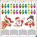 Christmas magnetic reflective car stickers set featuring colorful bulbs, snowman, and Santa. - 24 Bulbs + 24 Wires / Magnetic Reflective Set