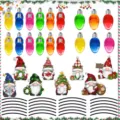 Christmas magnetic reflective bulb car stickers, cute gnome holiday body decals set. - 24 Bulbs + 24 Wires