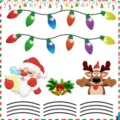 Christmas magnetic reflective car sticker details showing colorful light bulbs, Santa and reindeer. - 12 Bulbs + 12 Wires