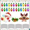 Detailed view of Christmas reflective magnetic car stickers with colorful bulbs and Santa Claus. - 30 Bulbs + 24 Lines