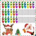 Christmas magnetic reflective light bulb car stickers with cute Santa and reindeer patterns. - 48 Bulbs + 36 Wires