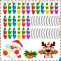 Christmas magnetic reflective light bulbs car stickers set with Santa Claus and reindeer design. - 48 Bulbs + 36 Wires