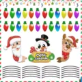 Christmas magnetic reflective car stickers set, festive snowman and Santa Claus decals. - 24 Bulbs + 24 Wires