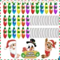 Christmas magnetic reflective car stickers set light bulbs snowman Santa Claus decor - 48 Bulbs + 36 Wires