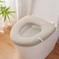 Fundas para asiento de inodoro de peluche beige, alfombrilla de WC suave y calida con asa. - Caqui