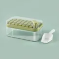 Green press-type ice cube mold and storage box set with ice scoop in light green - Single Layer / Green
