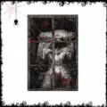 Halloween blutige Geist Nonne Stoff Fenster hängend Banner gruselig Horror Party Deko - Mit 4 Haken + 10m Schwarzem Band + Acrylkleber