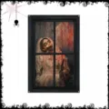 Halloween blutige Nonne Fenster Vorhang Stoff Hintergrund gruselige Party Deko Detail - Inkl.: 4 Haken + 10m schwarzes Band + runder Acrylkleber / BYJC015