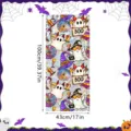 Halloween window sticker detail, ghost and pumpkin static cling design, spooky holiday decor. - XCBL079