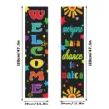 Detailed view of colorful school welcome and motivational banners for classroom bulletin board. - XZ017 Style / 2 Sheets Set