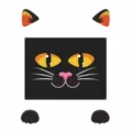 Halloween Black Cat Car Trunk Sticker Size Chart Specification PVC Fabric Decor Spec - Black Cat Style HW083 / Includes: Glue Dots + 10m Black Ribbon + Round Acrylic Adhesive