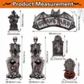 Halloween skeleton tombstone decoration set with bat sign and spider web measurements - HW075 - With Green Paper and Spider Web
