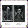 Halloween scary skeleton window hanging banner horror party backdrop 80x120cm new - With Black Ribbon