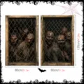 Halloween scary zombie window decoration props, resin wall hanging decor, spooky party. - QZBJC034+QZBJC035 / With Black Ribbon