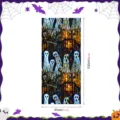 Halloween stained glass ghost window sticker, removable PVC holiday decoration for home doors. - BL369 / 45x100cm