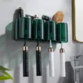 Ecoco Wandmontierter elektrischer Zahnbürstenhalter Set mit dunklen grünen Bechern - Zahnbürstenhalter für 4 Becher (teiltransparentes Grün)