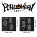 Halloween wooden magnetic fridge magnets spooky gravestone skeleton kitchen festival decor set. - 6 Pieces