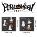 Halloween wooden magnetic fridge stickers ghost pumpkin kitchen festive decor 14cm - MZCT029 - Pack of 6 (With Round Magnetic Stickers)