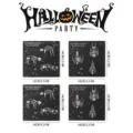 Halloween wooden magnetic fridge stickers spooky skeleton cat and bat kitchen holiday decor 14cm - 12 Pieces/Pack