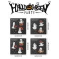 Close-up details of Halloween wooden magnetic fridge stickers with cute ghost and pumpkin designs. - MZCT029 - Pack of 12 (With Round Magnetic Stickers)