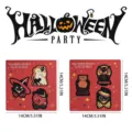 Halloween wooden magnetic refrigerator sticker set vintage ghost cat owl kitchen decor 14cm - MZCT027 - Pack of 6 (With Round Magnetic Stickers)