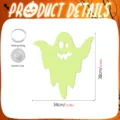 Halloween glowing ghost wall sticker detail showing product dimensions and hanging accessories. - YGHA028