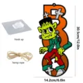Halloween Holz BOO Hängeschild mit Frankenstein Monster Design, Seil und Haken für Türdeko. - MZ850-Kleine Größe