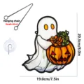 Halloween acrylic ghost pumpkin window hanging decoration with metal chain and suction cup. - Style YGTYU538 (Ghost Pumpkin)