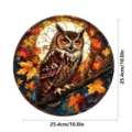 Buntglas Eule Fensteraufkleber rund Herbst Ahornblatt Dekor Glasaufkleber 25cm - SMJD053
