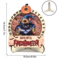 Halloween wooden countdown calendar detail showcasing black cat and pumpkin graphics. - HWMZ004 / With Wooden Base + 60cm Hemp Rope