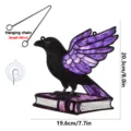 Halloween acrylic raven book hanging pendant decoration with chain and suction cup. - Style YGTYU542 (Crow and Book)