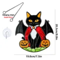 Halloween black cat acrylic hanging decoration with bat wings and pumpkins, 20.3x19cm. - Style YGTYU544 (Vampire Black Cat)