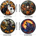 Halloween Glasaufkleber in Buntglasoptik, 25cm runde Fensterfolie Deko für gruselige Party. - SMJD059 - 4 Stück