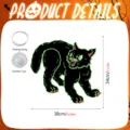 Halloween glowing black cat wall sticker detail view showing size dimensions and hanging accessories. - YGHA036