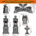 Halloween car trunk skeleton tombstone decoration set with size measurement chart details. - HW076 - With Green Paper and Spider Web